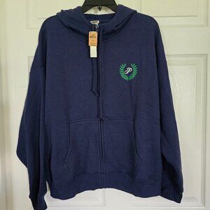 NWT VS PINK L Navy blue zip up hoodie